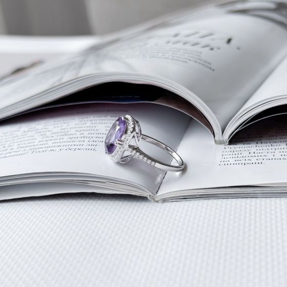 Серебряное кольцо с аметистом 5.507ct