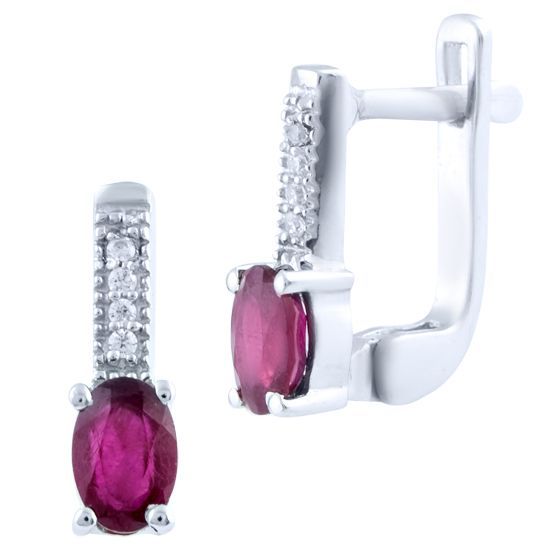 Серебряные серьги с рубином 1.296ct