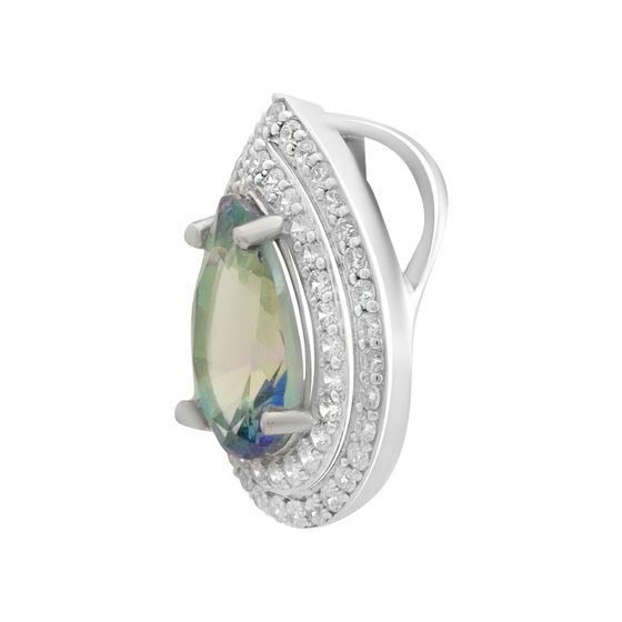 Серебряная подвеска с мистик топазом 1.901ct, фианитами