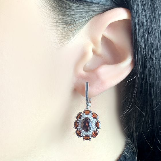 Серебряные серьги с гранатом 8.357ct