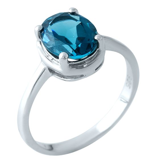 Серебряное кольцо с топазом Лондон Блю 2.01ct