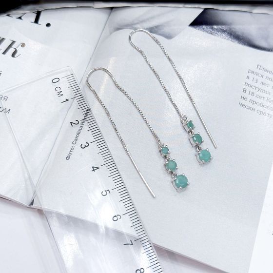 Серебряные серьги с изумрудом 1.567ct