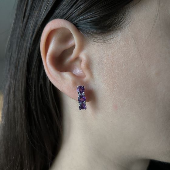 Серебряные серьги с аметистом 2.99ct