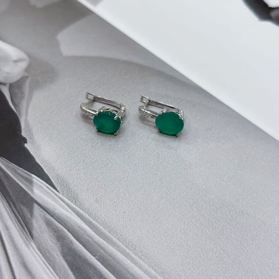 Серебряные серьги с агатом 4.932ct