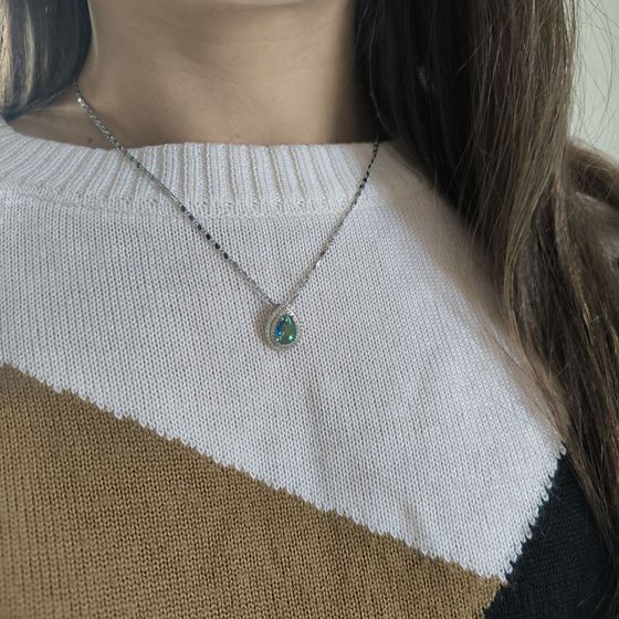 Серебряная подвеска с мистик топазом 1.901ct, фианитами