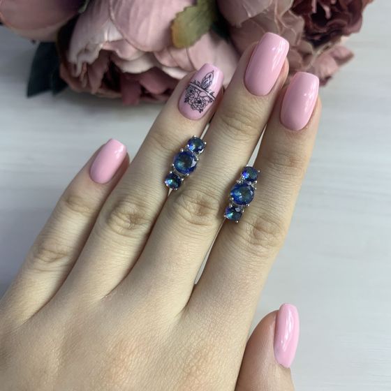 Серебряные серьги с мистик топазом 3.533ct