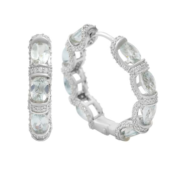 Серебряные серьги с топазом 11.8ct, фианитами