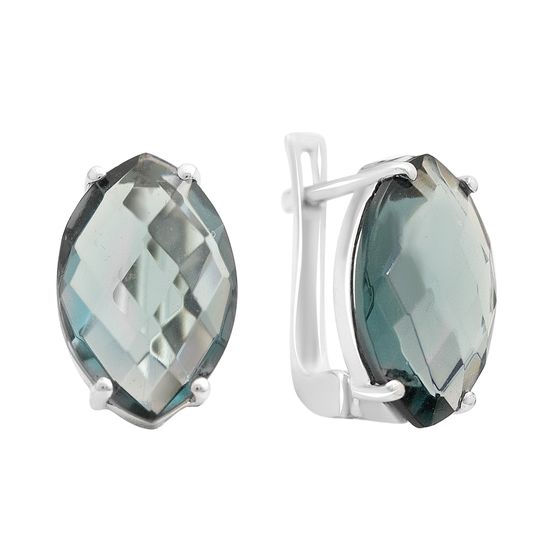 Серебряные серьги с топазом Лондон Блю 9.68ct