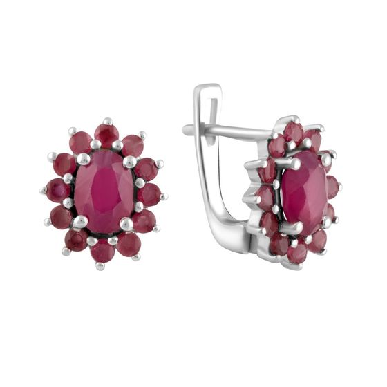 Серебряные серьги с рубином 3.225ct