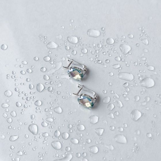 Серебряные серьги с мистик топазом 9.045ct
