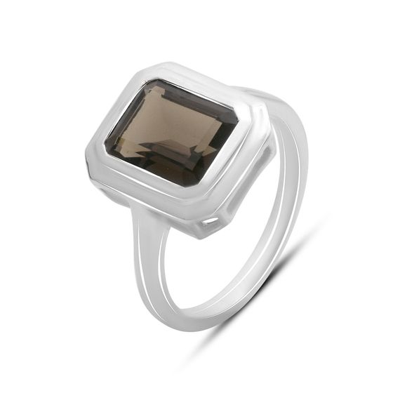 Серебряное кольцо с раухтопазом (дымчатым кварцем) 2.842ct