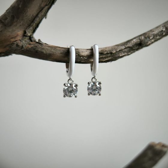 Серебряные серьги с фианитами, емаллю