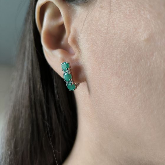 Серебряные серьги с изумрудом 3.263ct