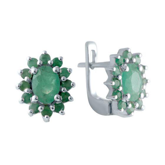 Серебряные серьги с изумрудом 2.506ct