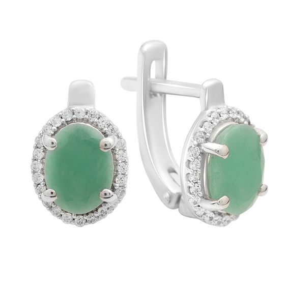 Серебряные серьги с изумрудом 2.9ct