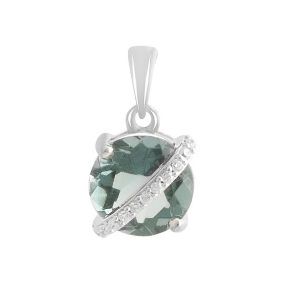 Серебряная подвеска с топазом Лондон Блю 1.949ct, фианитами