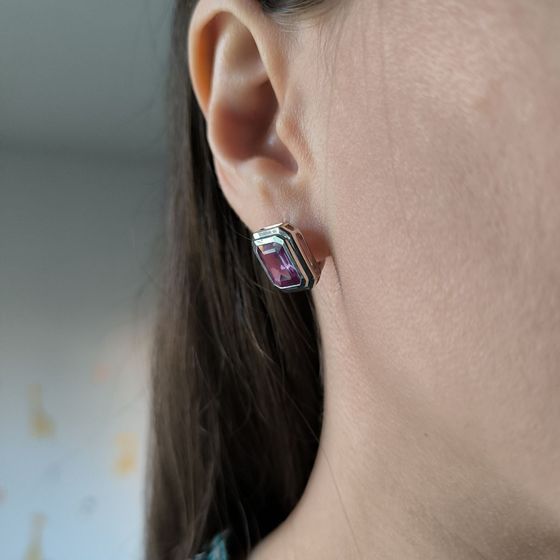 Серебряные серьги с александритом 7.658ct