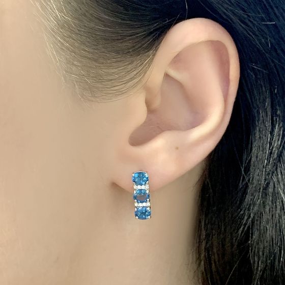 Серебряные серьги с топазом Лондон Блю 2.049ct