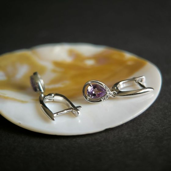 Серебряные серьги с аметистом 1.276ct