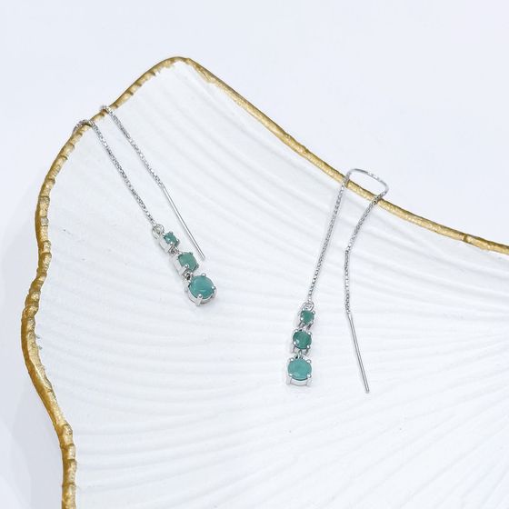 Серебряные серьги с изумрудом 1.567ct