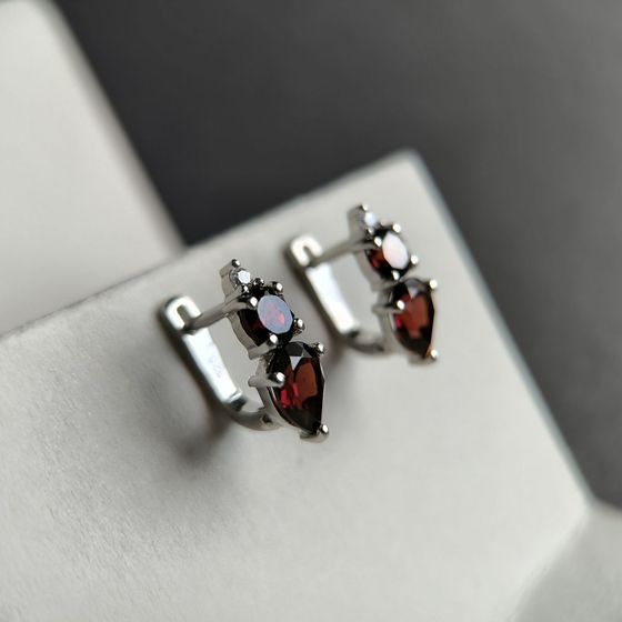 Серебряные серьги с гранатом 3.866ct