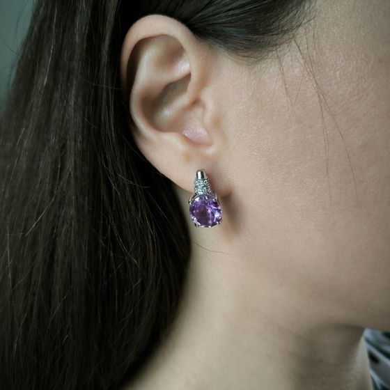 Серебряные серьги с аметистом 8.705ct