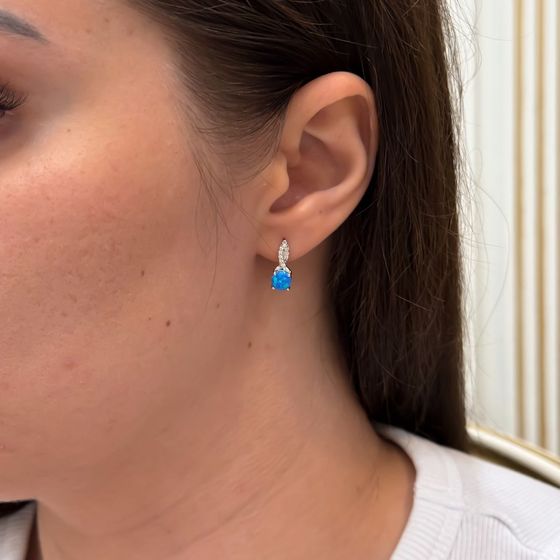 Серебряные серьги с опалом, фианитами