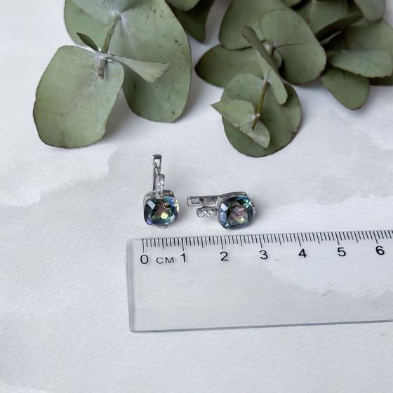 Серебряные серьги с мистик топазом 10.511ct
