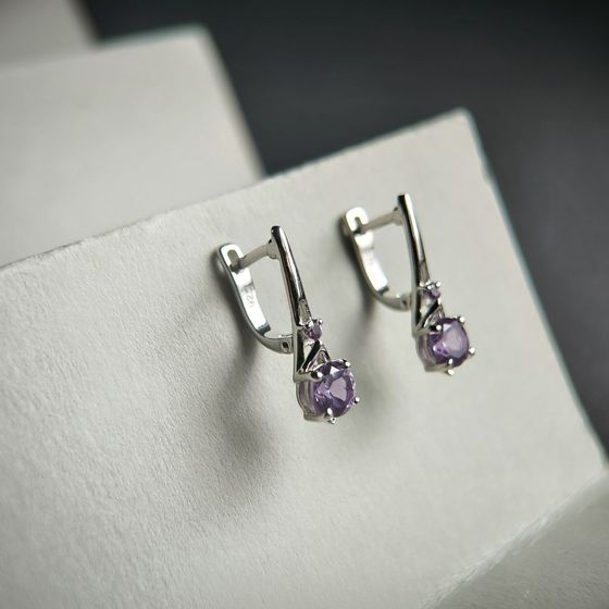 Серебряные серьги с александритом 2.478ct