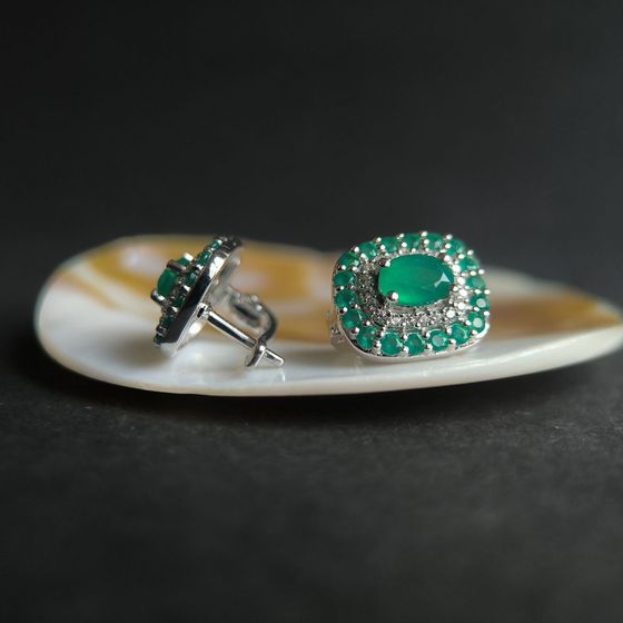 Серебряные серьги с агатом 3.033ct