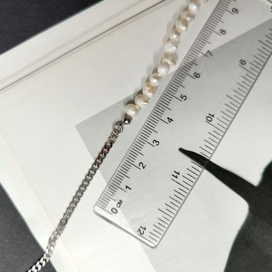 Серебряный браслет с жемчугом барочным