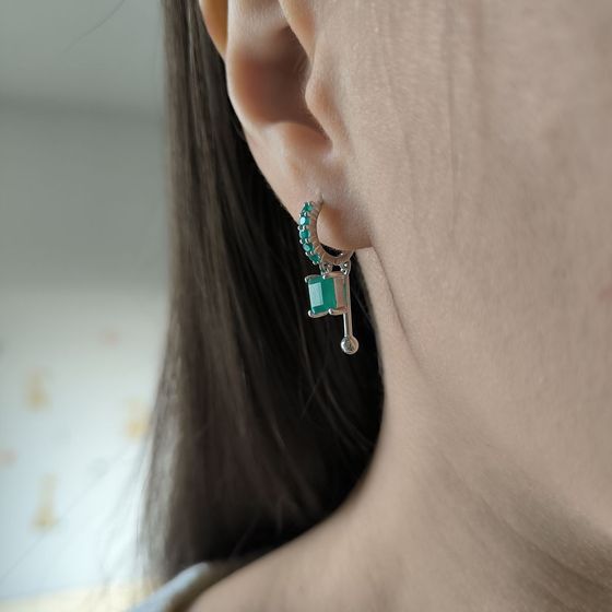 Серебряные серьги с агатом 2.335ct