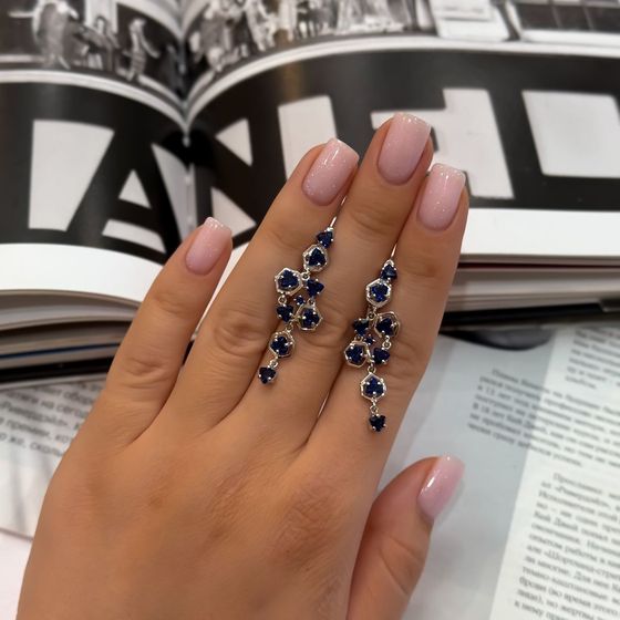 Серебряные серьги с сапфиром nano 3.155ct