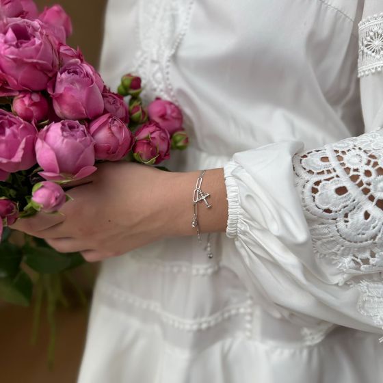 Серебряный браслет с фианитами