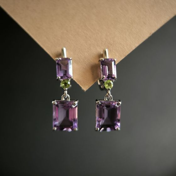 Серебряные серьги с аметистом 8.258ct,