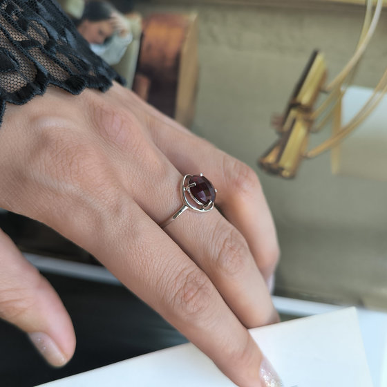 Серебряное кольцо с гранатом nano 3.425ct