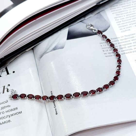 Серебряный браслет с гранатом 13.21ct