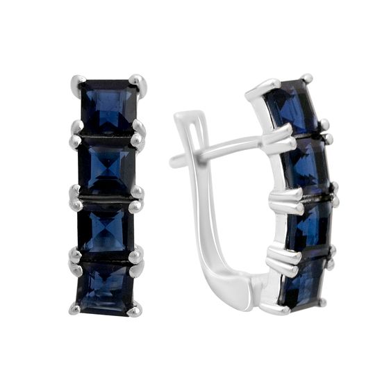 Серебряные серьги с сапфиром nano 2.123ct