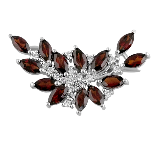 Серебряная брошка с гранатом 4.608ct