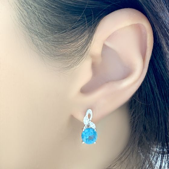 Серебряные серьги с топазом Лондон Блю 2.688ct