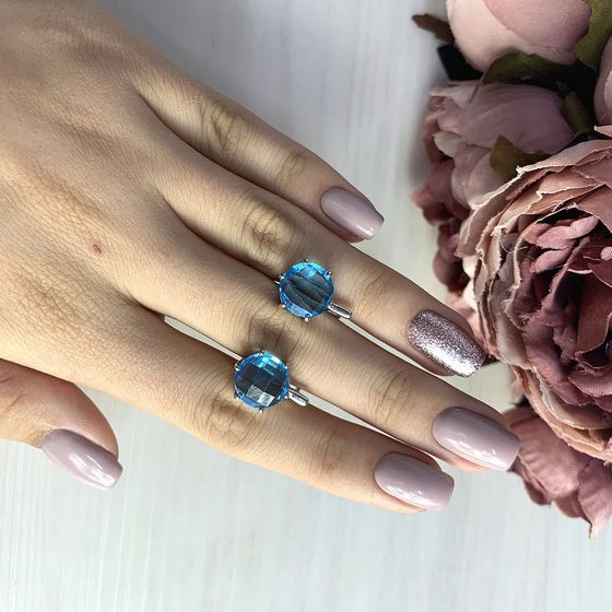 Серебряные серьги с аквамарином nano