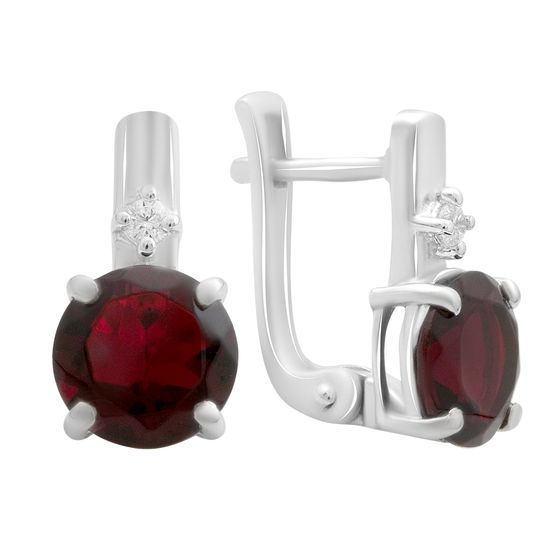 Серебряные серьги с гранатом nano 2.941ct, фианитами