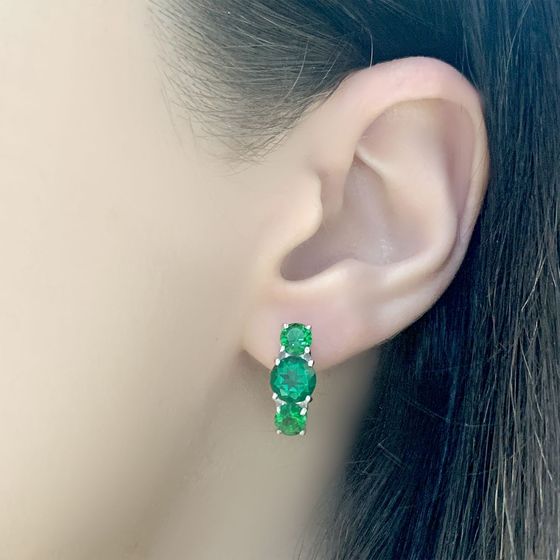 Серебряные серьги с изумрудом nano 3.2ct