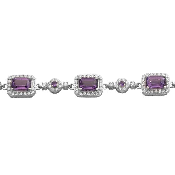 Серебряный браслет с аметистом 8.435ct, фианитами Серебряный браслет с аметистом 8.435ct, фианитами