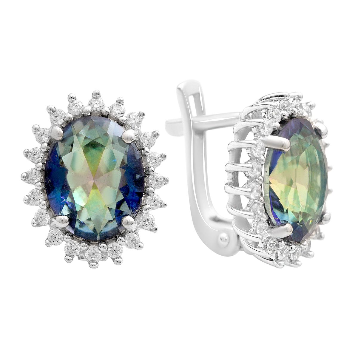 Серебряные серьги с мистик топазом 4.228ct