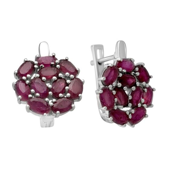 Серебряные серьги с рубином 6.926ct