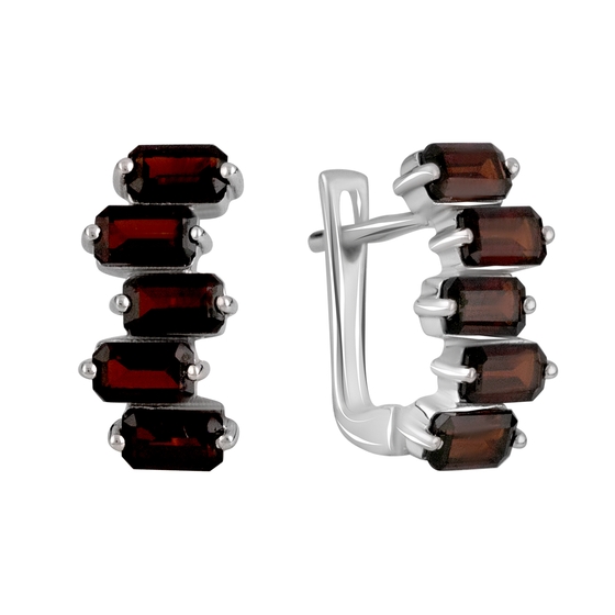 Серебряные серьги с гранатом 3.808ct