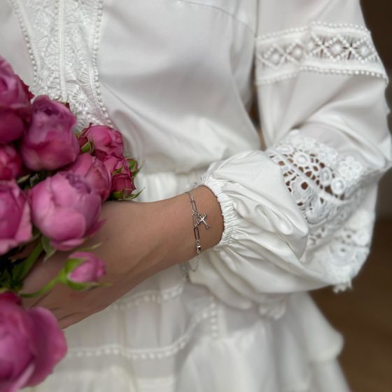 Серебряный браслет с фианитами