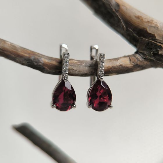 Серебряные серьги с гранатом nano 3.12ct