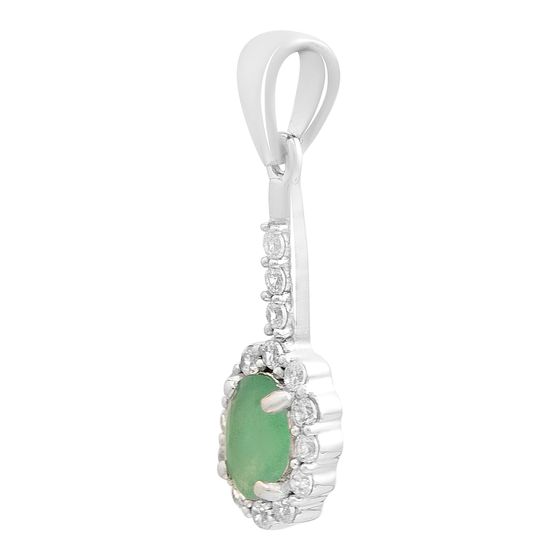 Серебряная подвеска с изумрудом 0.833ct, фианитами